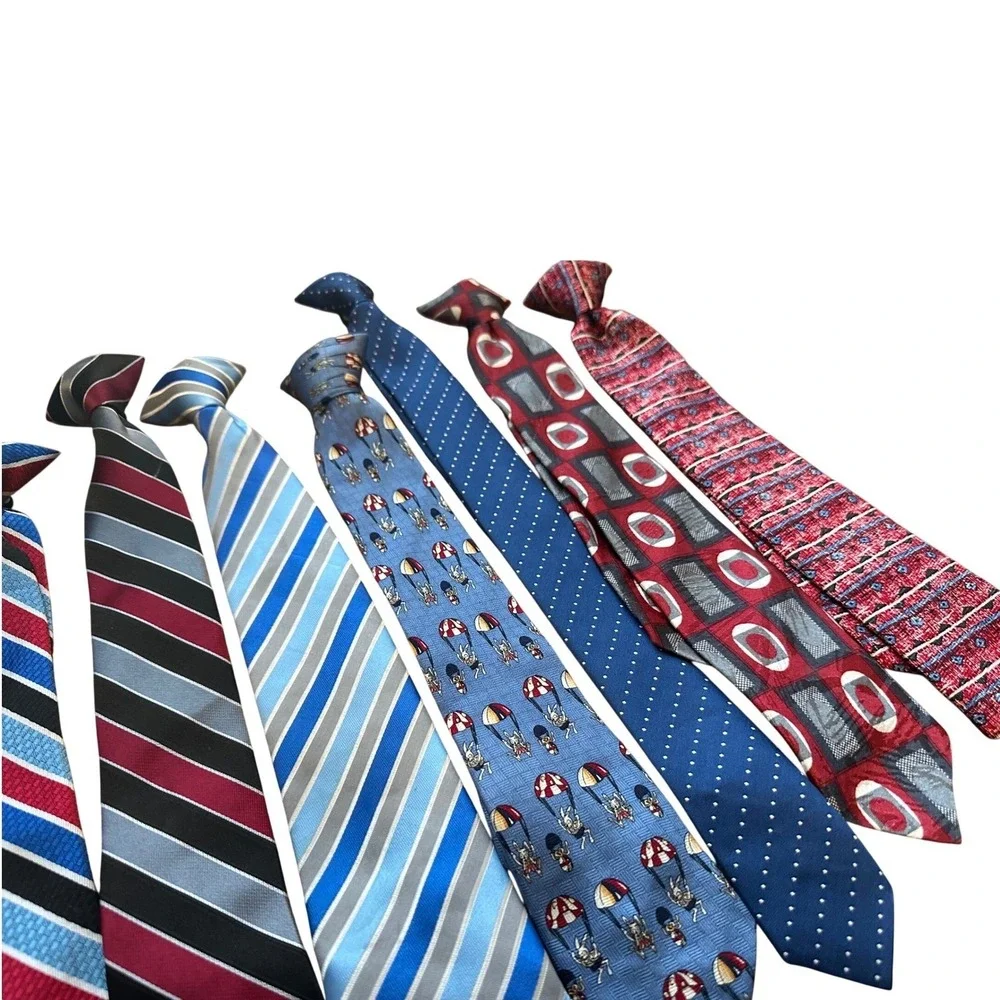 Wonder Nation Class Club Boys Clip-On Necktie Lot 9pc Multicolor Striped Novelty